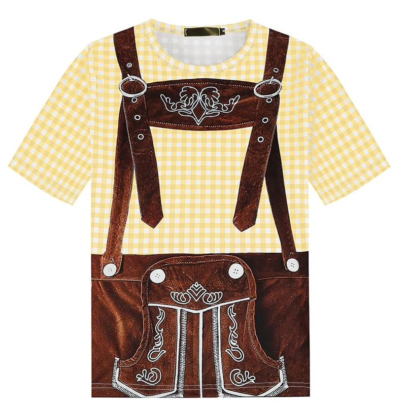 Oktoberfest Beer Bavarian 3D Printed T-Shirt Fashion Germany Lederhosen Graphic T Shirt For Men Casual Streetwear Oversized Tops