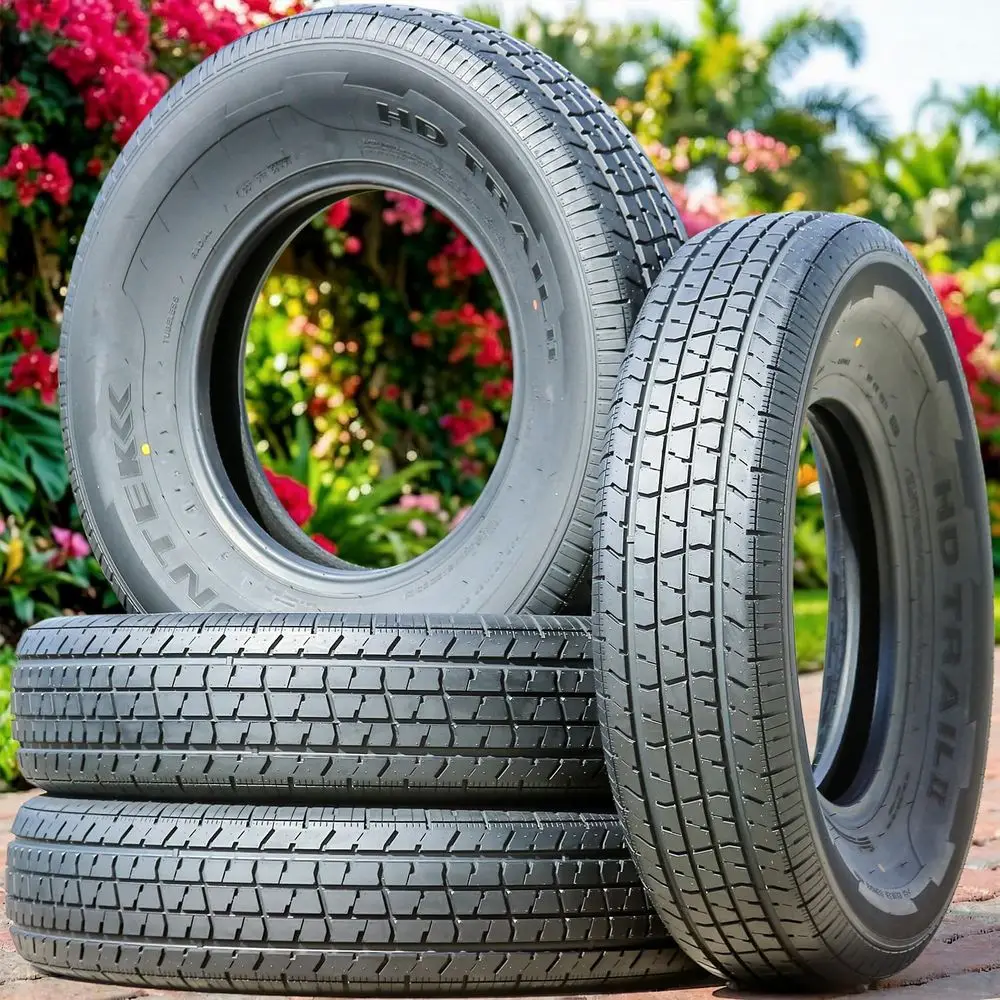 Trailer Radial Tires - HD 4-Piece Set, ST225/75R15, 117/112M Load Range E, 10-Ply, Black Sidewall