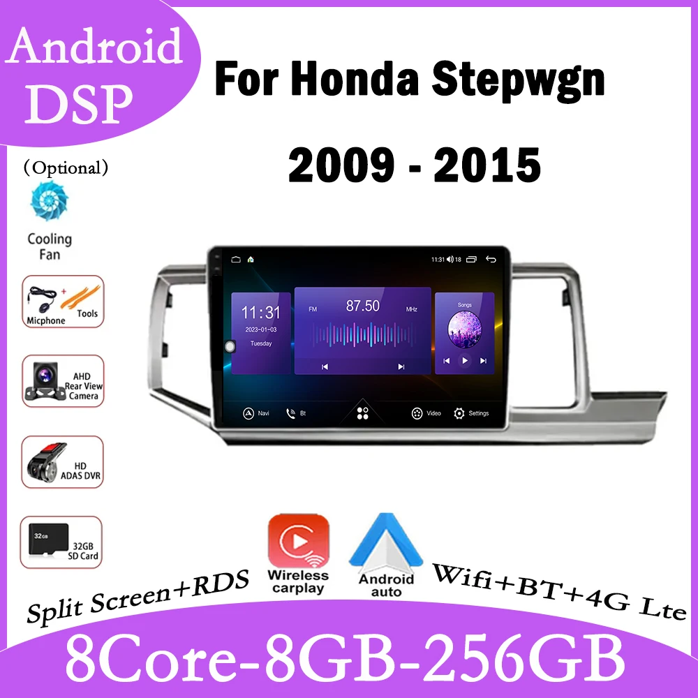 

9 Inch For Honda Stepwgn 2009 - 2015 Android 14 Car Radio GPS Navi Multimedia Video Player Stereo Carplay Auto QLED DSP