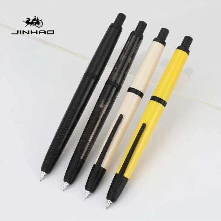 

New JINHAO 20 Limited Clicking Fountain Pen EF/F Nib with Ink Converter Writing Transparent Grey Clip Office School Supplies