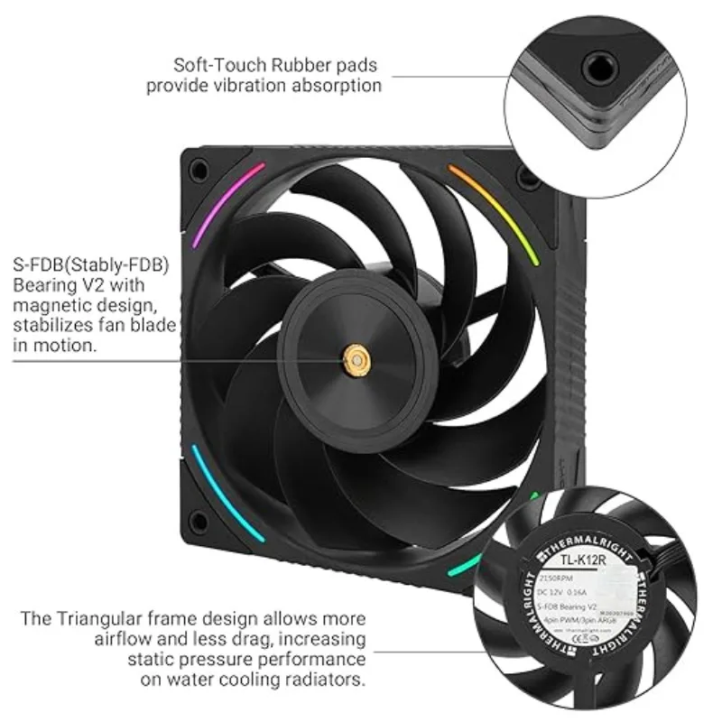 Thermalright TL-K12R 1/3/5PCS ARGB 120mm Kühler CPU Lüfter Computer Gehäuse Lüfter 4PIN Steuerung 2150RPM Geschwindigkeit Reverse Outlet Gehäuselüfter