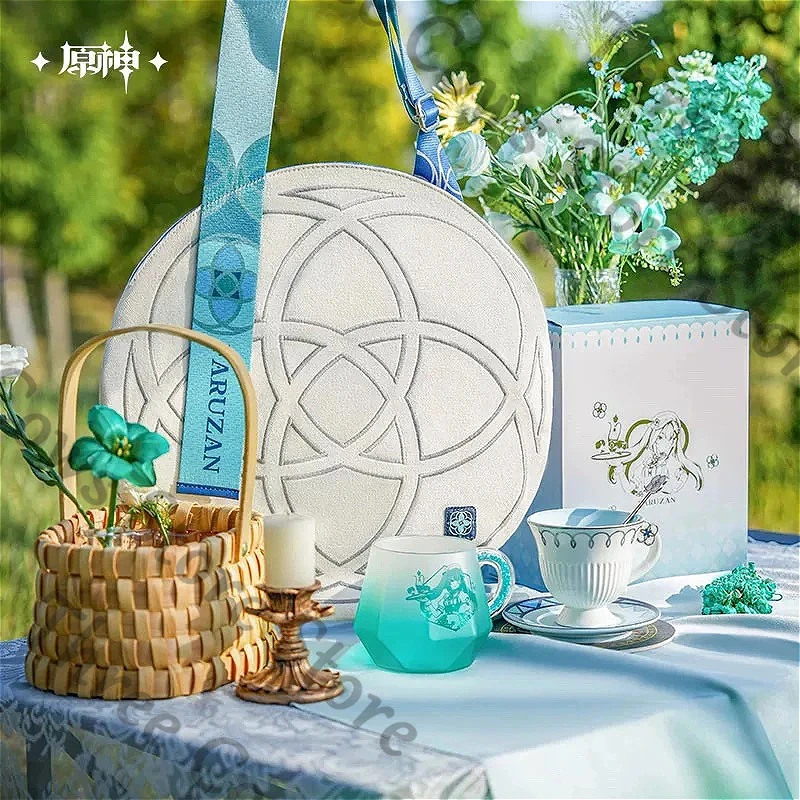 

Оригинальный аниме-набор Genshin Impact: стеклянная кружка Фарузан для косплея, холщовая сумка, керамическая кружка, блюдце, ложка, украшение, подарок