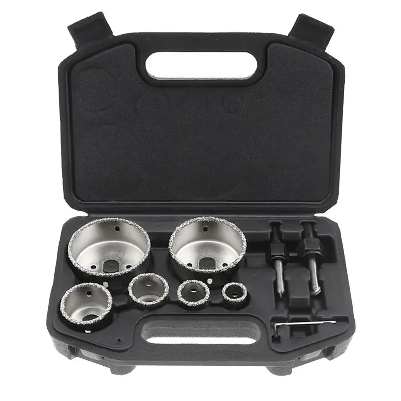 

AT14 9Pcs Diamond Coated Drill Bit Set Brazed Tile Opening Saw Set For Power Tools 22Mm-73Mm
