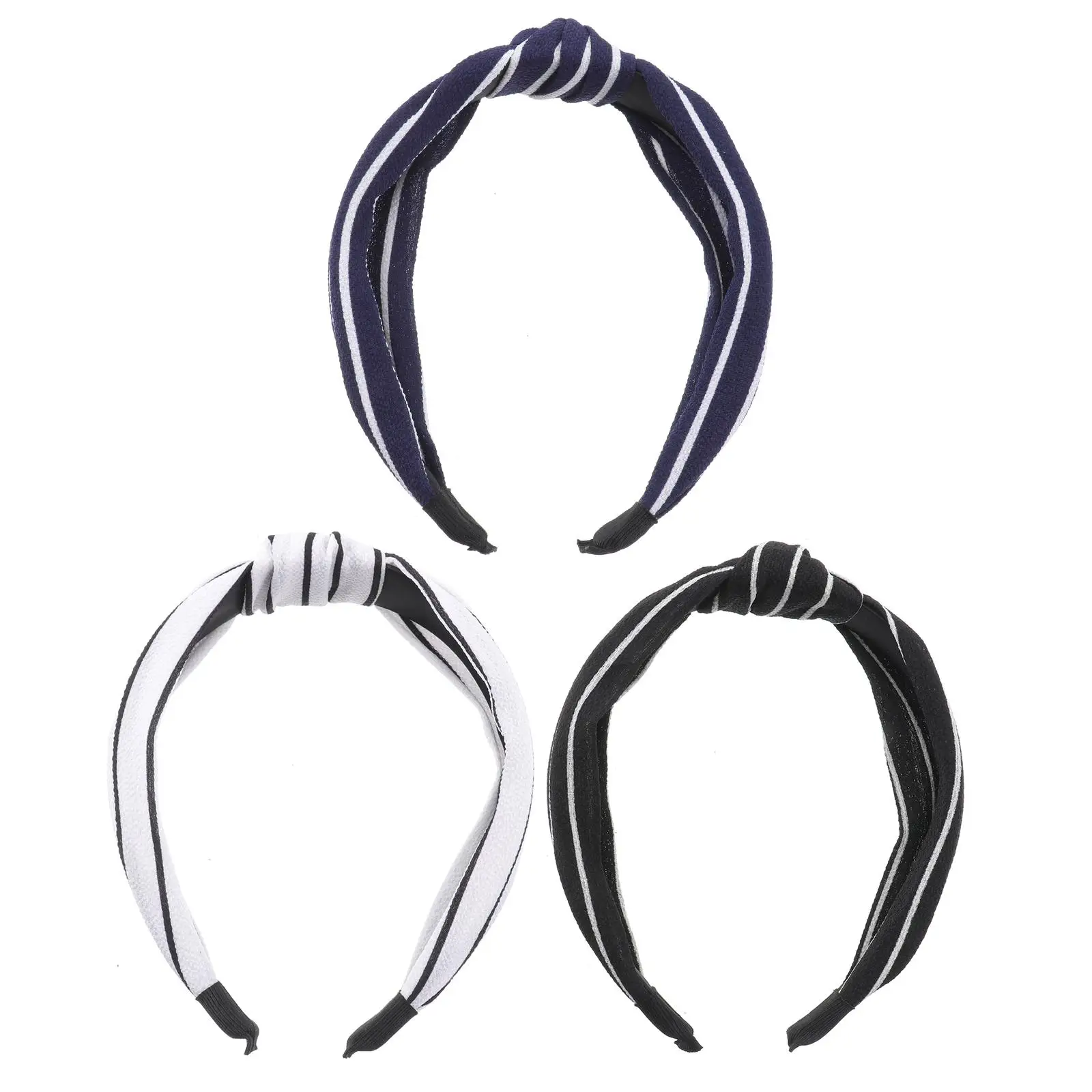 

3Pcs Knot Hoop Women Girls Stripe Chiffon Headband Elegant Knot Hair Hoop Practical Accessory Hair Care Styling