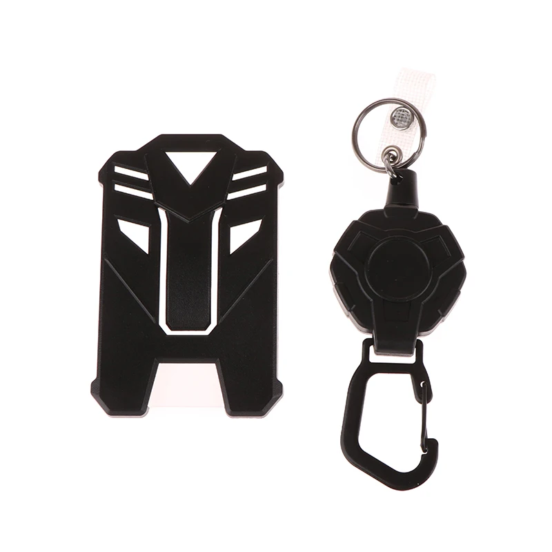 Keychain Heavy Duty Stainless Steel Id Badge Holder With Retractable Reel Vertical Lanyard Durable Anti-lost Tactical Card