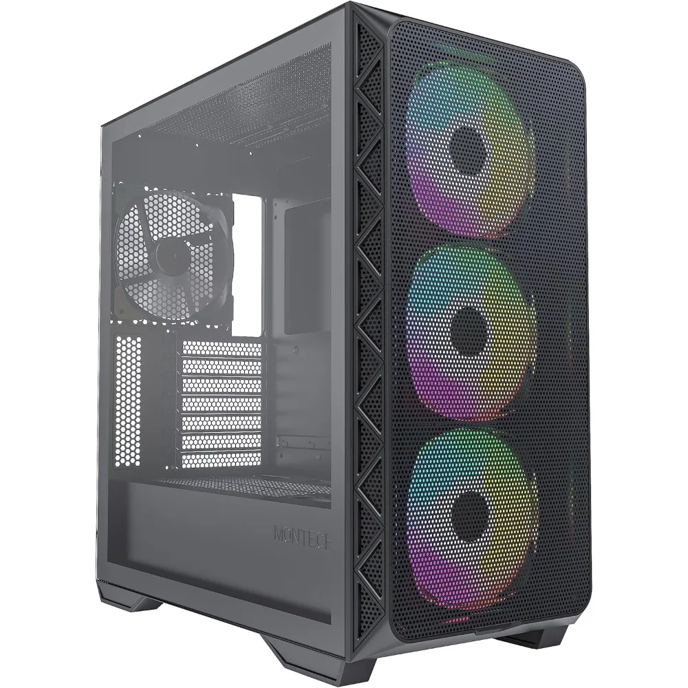 

US Shipping E-ATX Mid Tower High Airflow Gaming PC Case with Pre-Installed Fans ATX