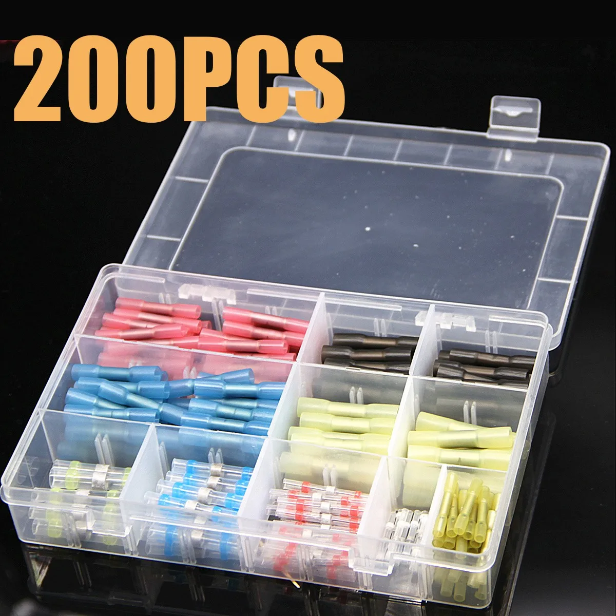 

200PCS Insulated Waterproof Solder Seal Heat Shrink Wire Connectors Wire Cable Crimp Terminal With Box