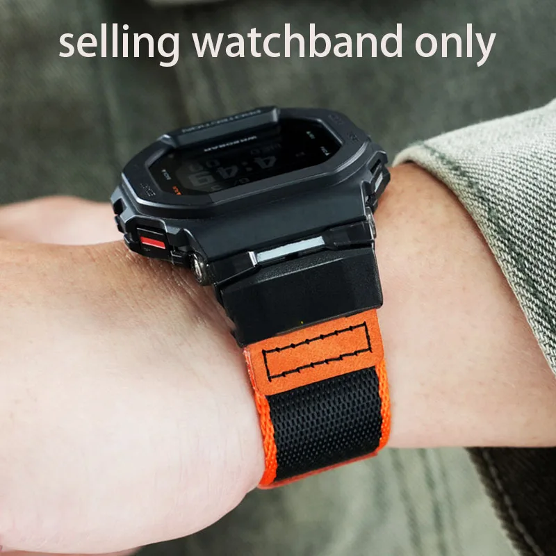 DIY waterproof canvas watch strap for Casio small square watch 3506 GBD-200 modified woven nylon canvas sports strap
