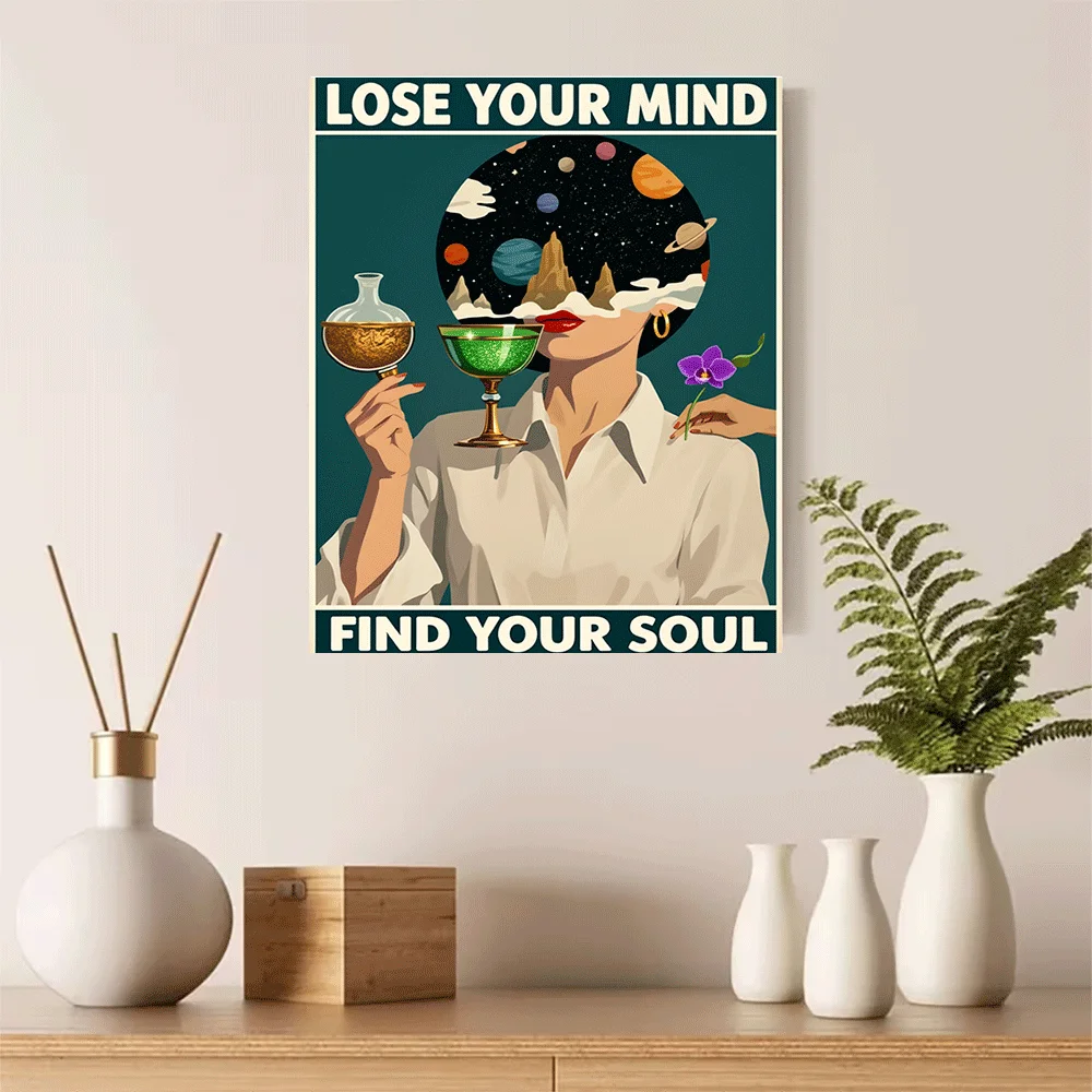 1PC-Unframed Canvas poster wall decoration  Lose Your Mind Find Your Soul Cosmic Woman Art Print Poster
