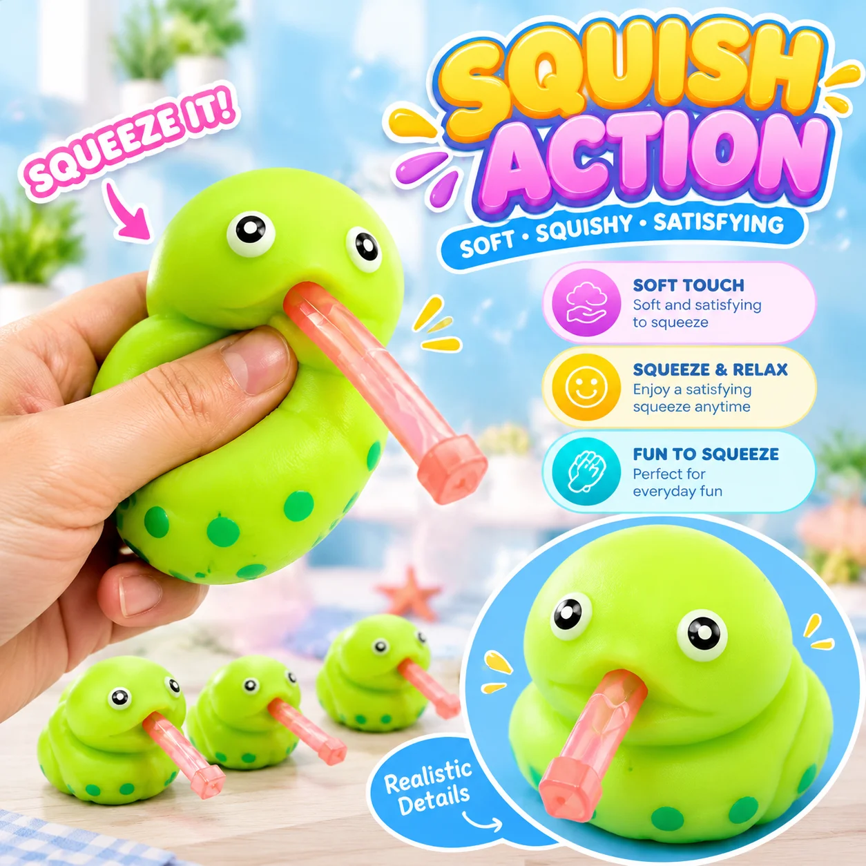 Squishy Frog Dinosaur Fidget Toys Creative Sticking Tongue Out Novelty Pinch Stress Relief Interactive Fun Gift for Adults