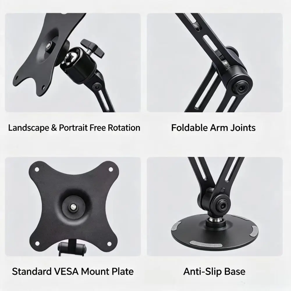 360 Degree Rotation Monitor Stand Free Suspension Height Adjustable Portable Screen Stand Round Base Square Base