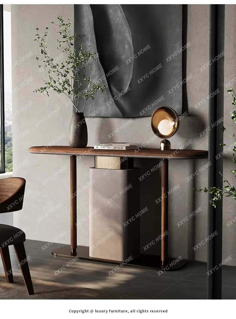 D30North American black walnut entrance table Italian simple light luxury modern end view table solid wood