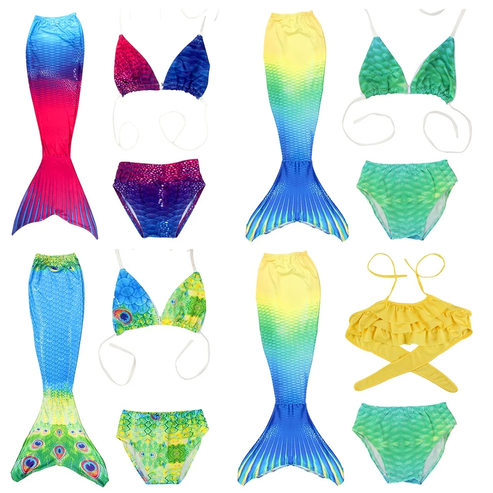 New Summer Swimming Beauty Fish Tail Role Playing Fantasy Swimsuit Children's Princess Pool Swimsuit Party Holiday Gift No fins