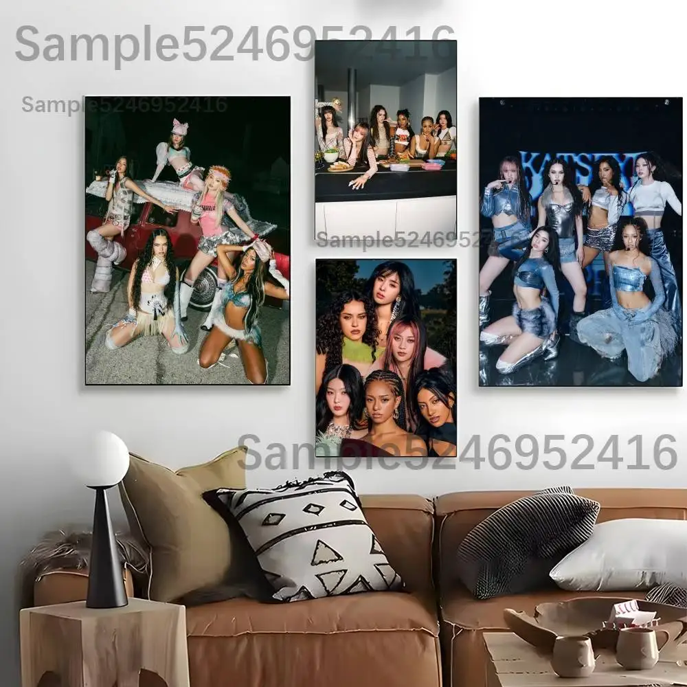 K-KATSEYE Pinky UP Poster For Fans Room Living Canvas Painting Print Pictures Wall Art Home Decor