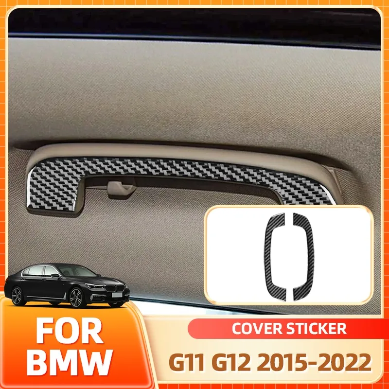 

Glasses Holder Hot Roof Top Grab Handle Cover Sticker Decoration Trim Decal Car Interior Accessories Carbon Fiber For BMW 7 S