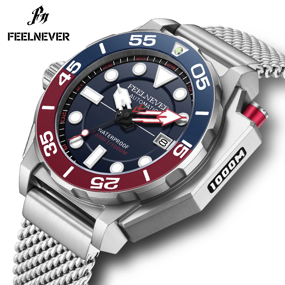 LIGE FeelNever Top Brand Mechanical Man Luxury Watch Sports Automatic Watches for Men Stainless Steel Dive Waterproof Male Clock