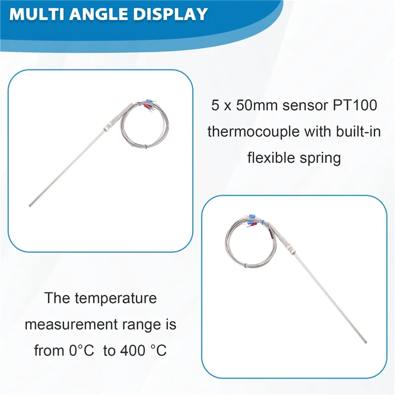 ABGI-0-400C PT100 Тип 5 мм х 50 мм Регулятор температуры Зонд термопары 2 метра