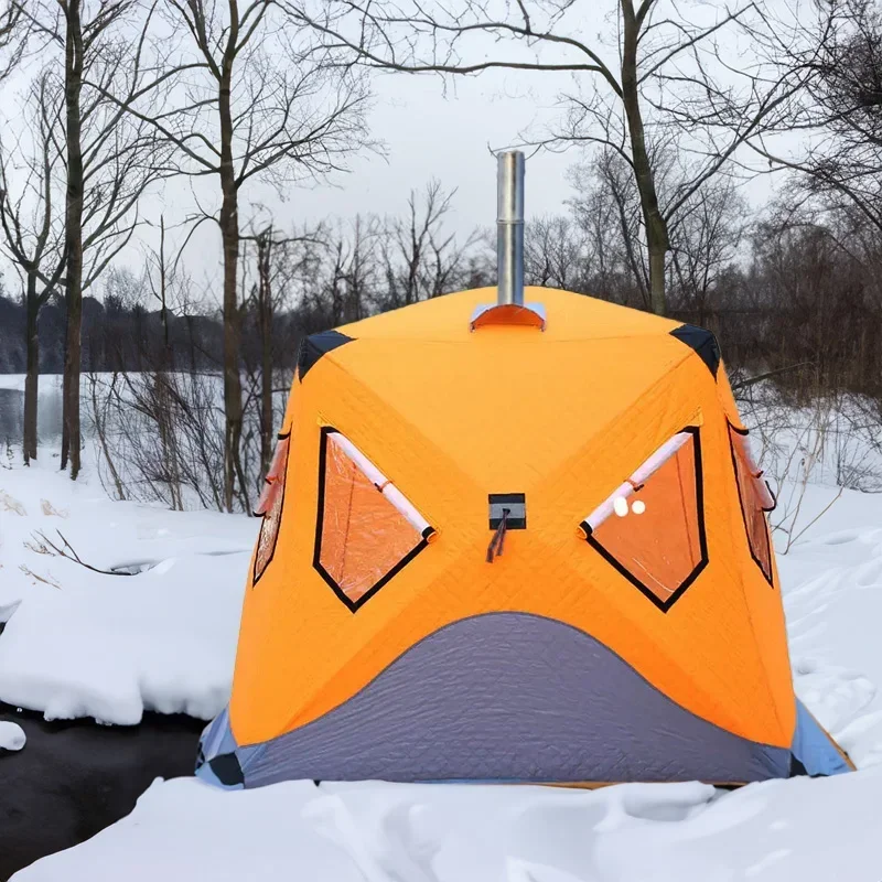 Custom Hot Sale High Insulated Winter Outdoor Camping Carp Cube Big Portable Sauna Tents Oem  Warm Large Ice Fishing Tent Dome