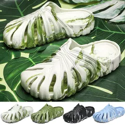 Monstera Deliciosa pantofle damskie męskie sandały na zewnątrz męskie ślizgi Unisex kapcie wydrążone letnie antypoślizgowe Plus rozmiar 35-45