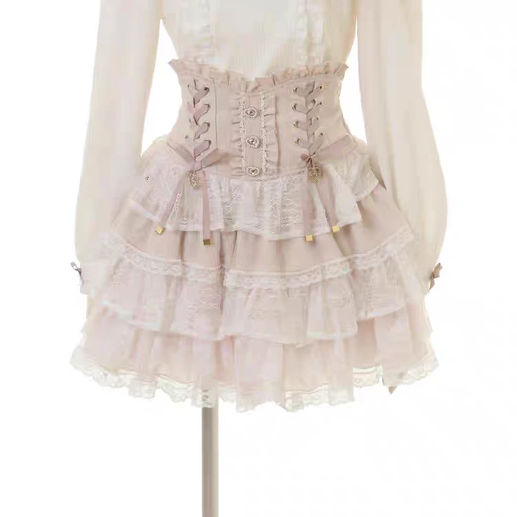 Japanese Lolita style waist and thin maid skirt cake skirt lace skirt   top sweet fantastic