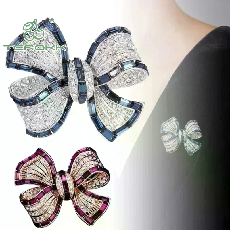 Chic Bowknot Brooch Fashion Luxury Rhinestone Bow Brooches Pins For Men Women Clothing Coat Corsage Party Jewelry Gifts