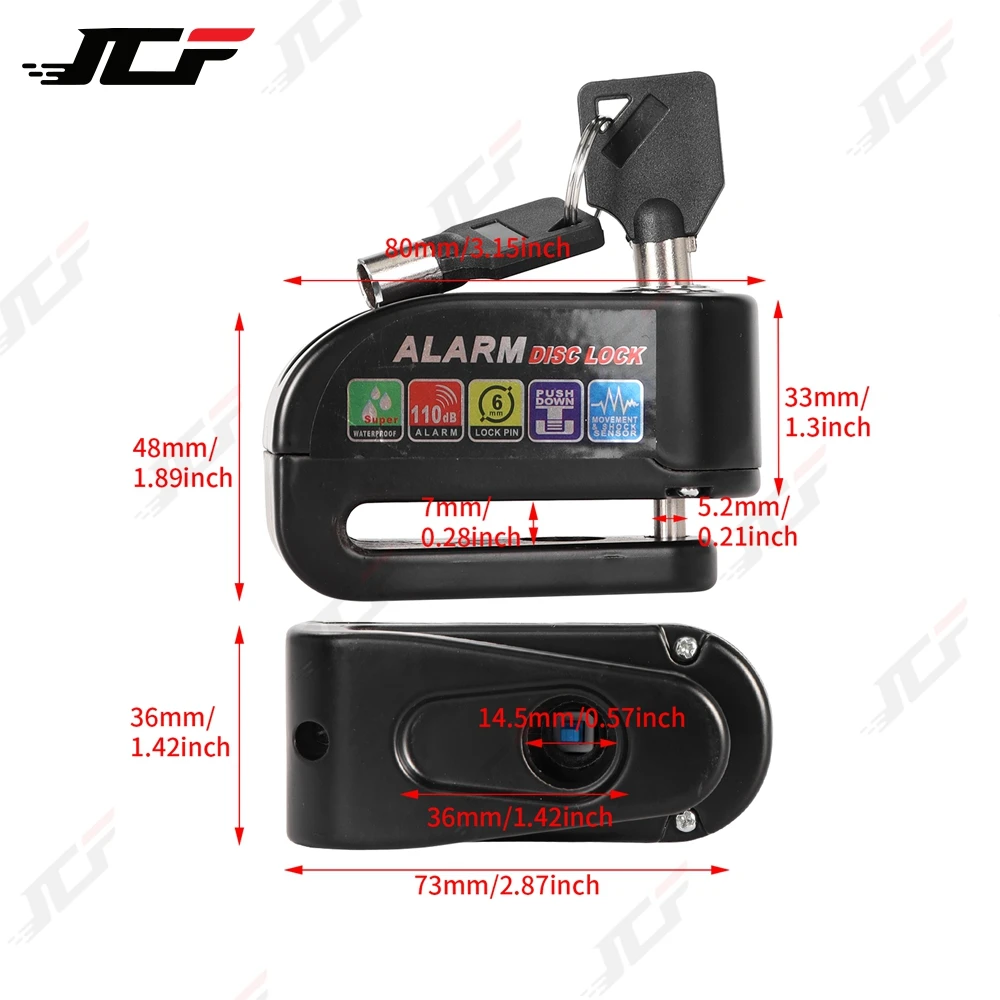 Motorcycle Alarm Lock Wheel Disc Brake Motorbike Scooter Bicycle Waterproof Anti-theft Aluminum Alloy Security Brake lock view 5