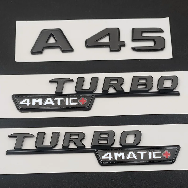

3d ABS Black Logo A45 Emblem Letters Car Trunk Fender Side Badge Turbo 4matic Sticker For A45 W176 W177 Accessories