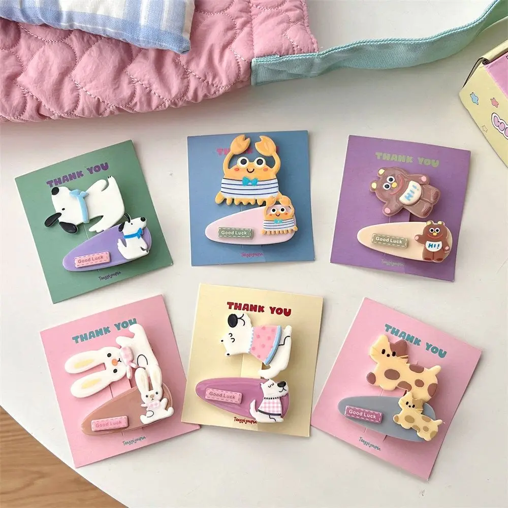 

Kawaii Cartoon Mini Hair Clip Animal Candy Color Bear BB Clip Princess Series Duckbill Clip Cute Barrettes Set Kids