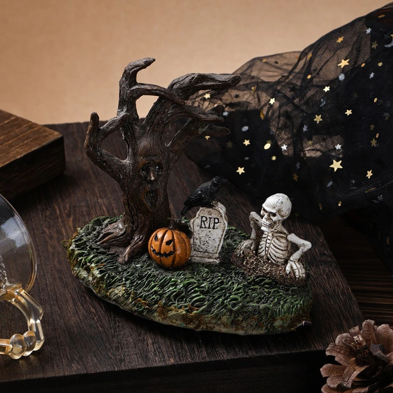Halloween Resin Decor Creative Dead Tree Miniature Model Home Desktop Ornament