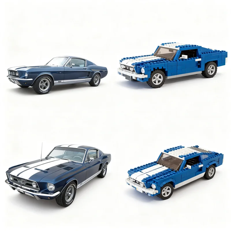 1382pcs MOC Creator Expert Ford Mustang GTA Fastback MODIFICATION Model Building Blocks Architecture DIY Idea Christmas Gift Toy