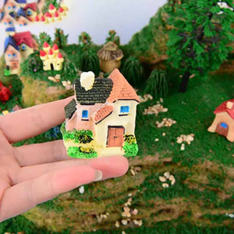 DIY Miniature House รุ่นหัตถกรรมพลาสติกสําหรับฉากก่อสร้างตารางทรายเกม Fairy Tale Gardens ของเล่นเพื่อการศึกษา