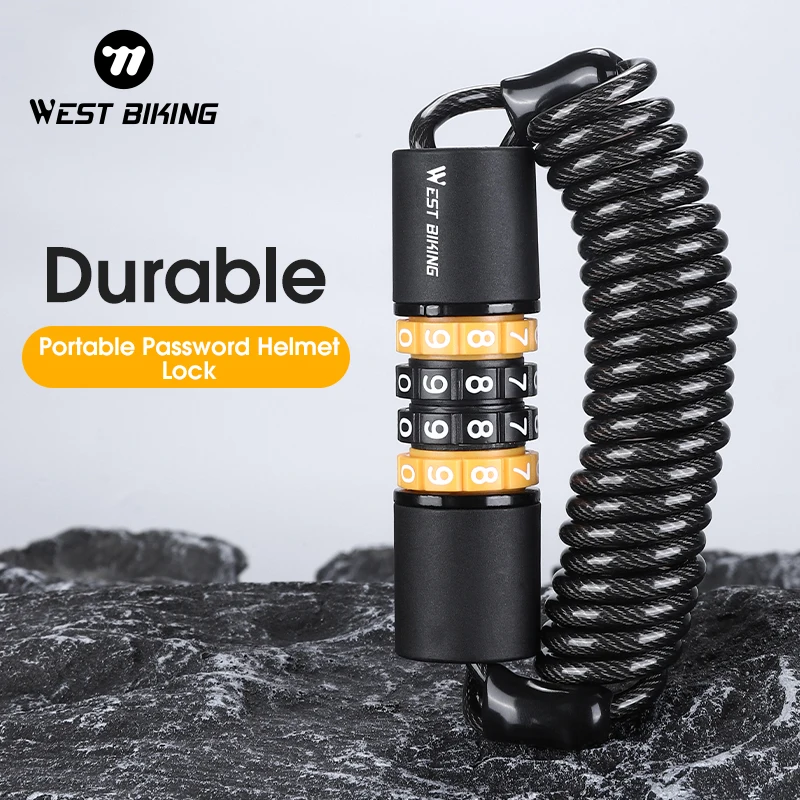 

WEST BIKING Bicycle Lock Portable Security Password Helmet Lock Steel Cable Wire Safety Lock Mountain Bike Backpack Lock