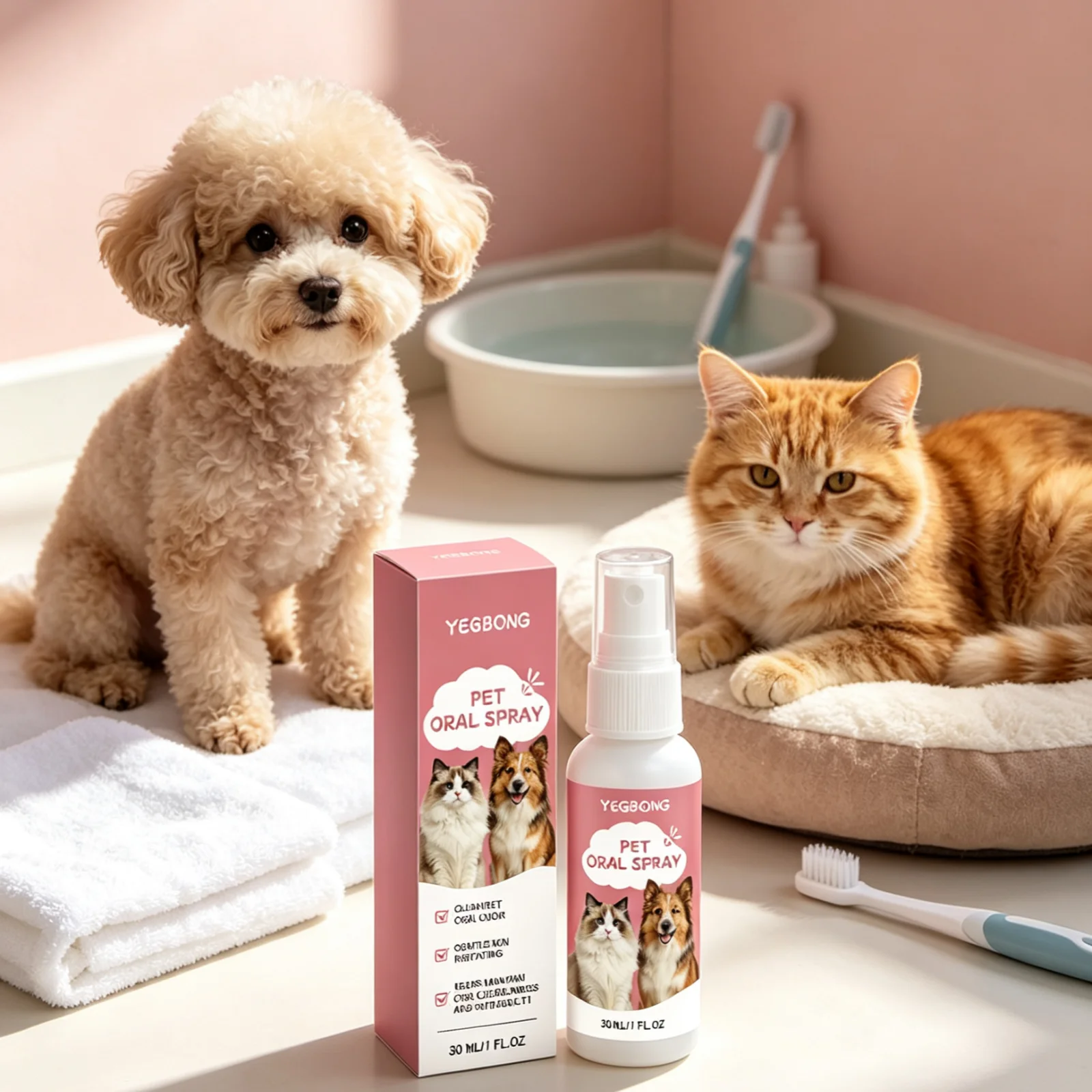 YEGBONG Pet Oral Care Spray Prevent Bad Breath Promote Healthy Gums Long Lasting Fragrance Mild Non Irritating Pet Breath Spray