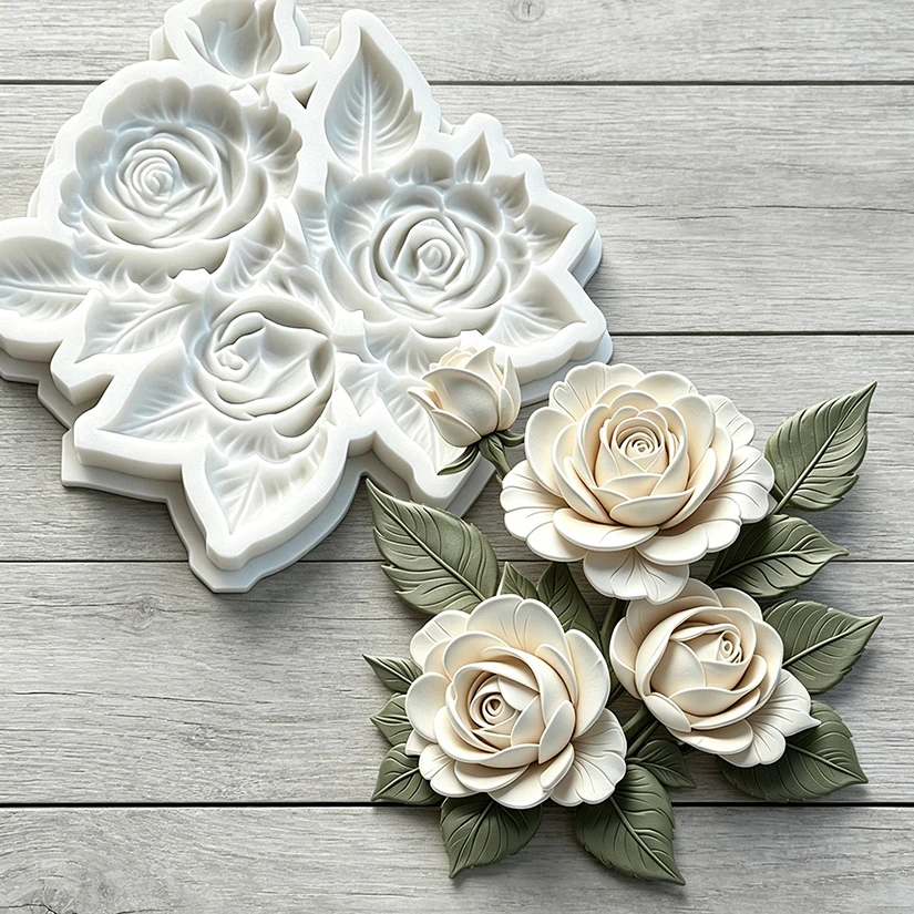 Peony Rose Silicone Sugarcraft Mold Resin Tools Chocolate Cupcake Baking Fondant Cake Decorating Tools