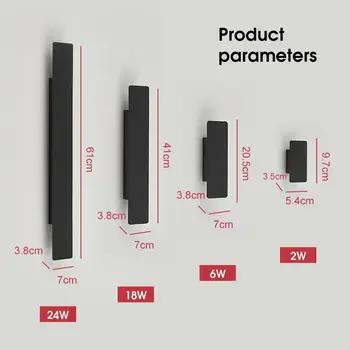 戶外防水壁燈條形鋁製壁燈 18W LED黑色壁燈臥室戶外戶外照明燈具 6 最佳銷售 戶外壁燈 - №6