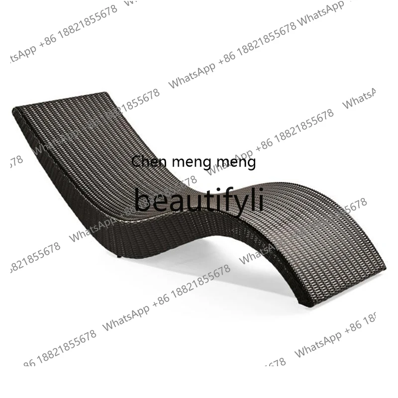 

Outdoor, rattan outdoor balcony deck chairs folding beach swimming pool bed, courtyard open-air waterproof and sunscreen H