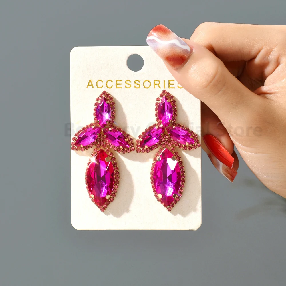 New Trend Colorful Crystal Fantasy Earrings Fashion Geometric Design Ear Studs Charm Luxury Party Jewelry Accessories For Women