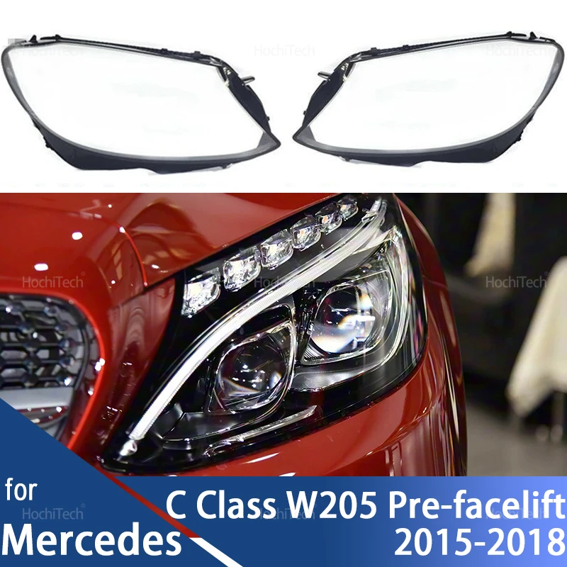 

Headlamps Lens Glass Shell Transparent Lampshade Shade Headlight Cover for Mercedes-Benz C Class W205 Pre-facelift 2015-2018