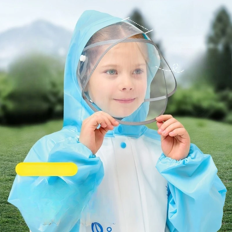 

Miniso Disney Children's Raincoat New Double Hat-Bride Zipper Raincoat Princess Elsa Cute Kindergarten Raincoat Student