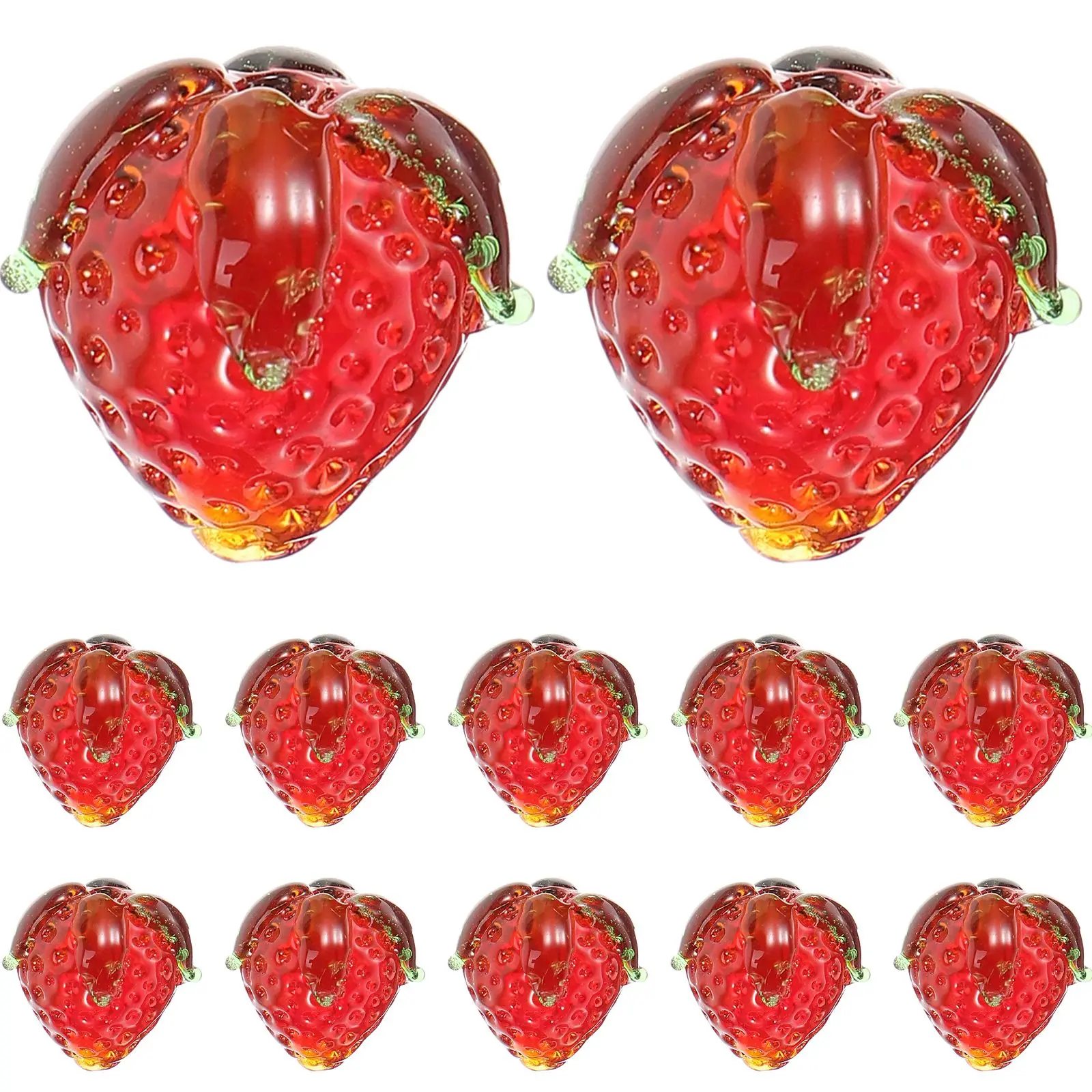 

16 Pcs Glazed Strawberry Jewelry Cute Accessories Pendants Charms DIY Making Accessory Glass