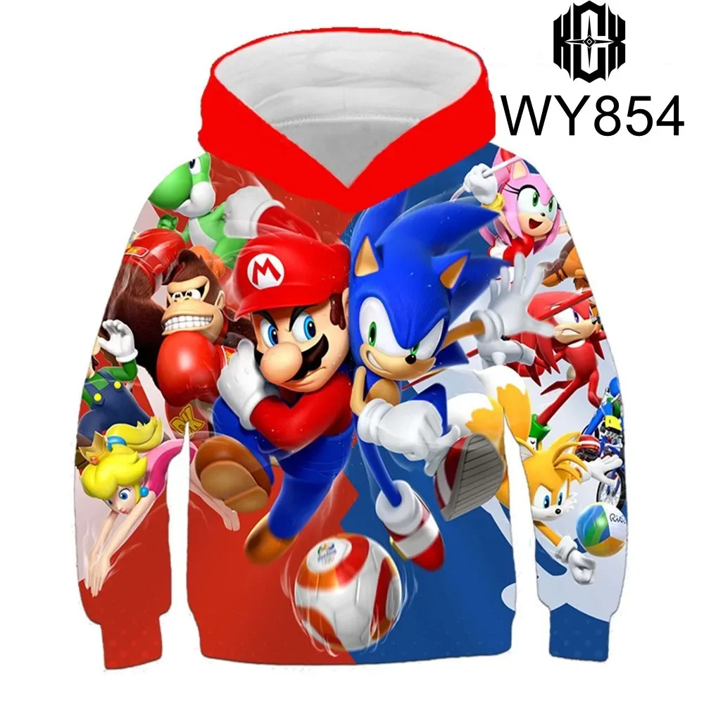 Autumn Children Boys Cartoon Super Mario Clothes Cartoon Printed Long Sleeve Super Mario Sweatshirt Casual Cartoon Boys Tops