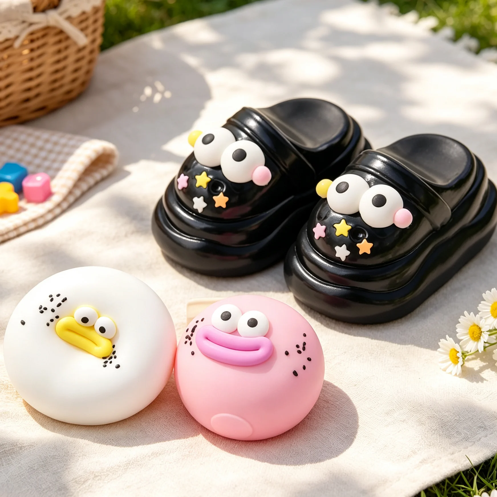 Soft Squeeze Sensory Toy Cute Mud Slipper Big Eye Bun Shape Fidget Ornament Stress Relief Present For Children