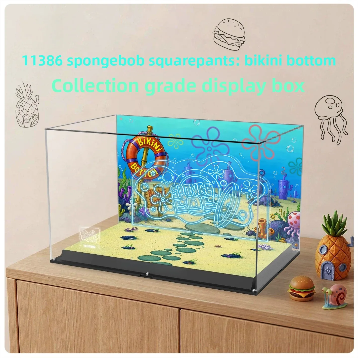High-Clear Display Box Storage Case for LEGO 11386 Bikini Bottom Collectible Building Blocks