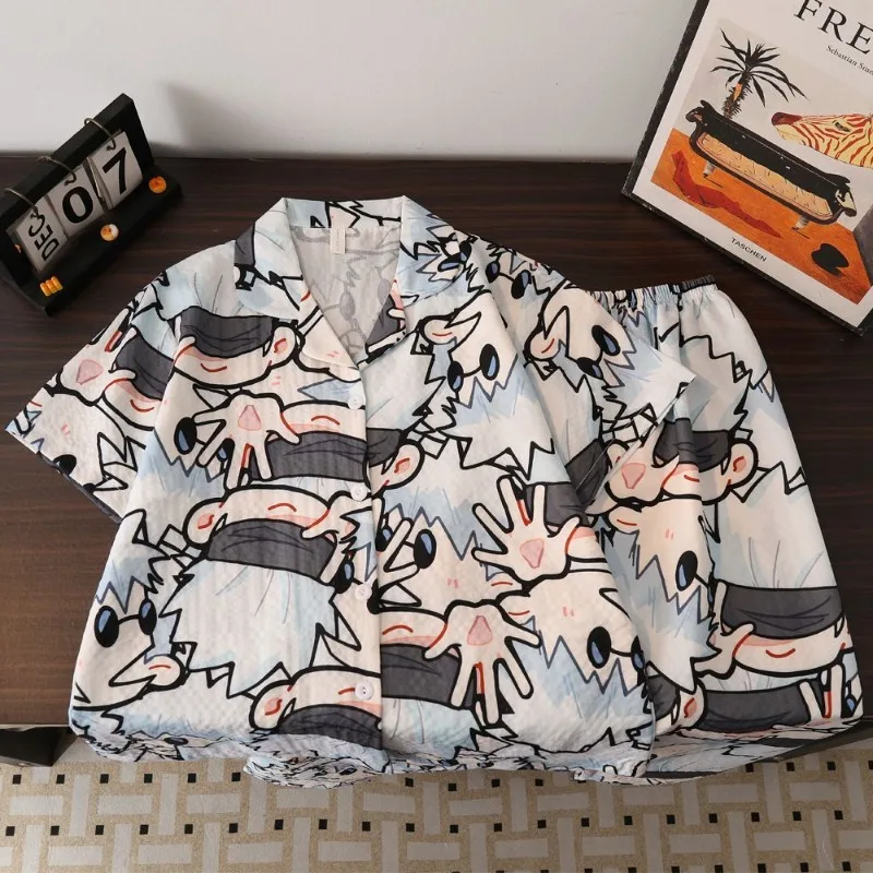

Jujutsu Kaisen Gojo Satoru Summer New Cute Anime Diagram Short Sleeve Shorts Pajamas Loungewear Set Christmas Present