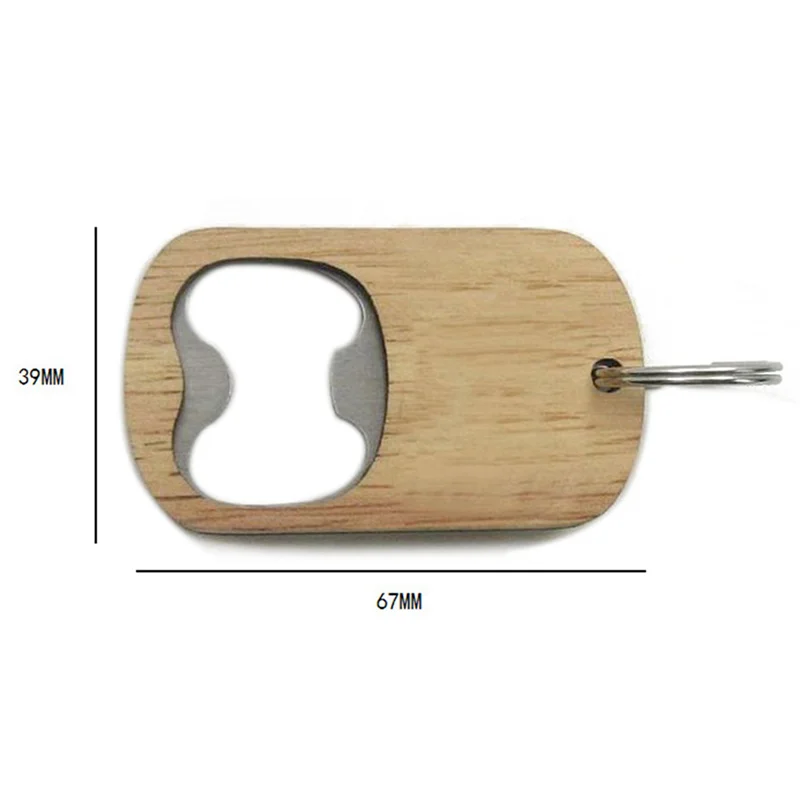 ABXF-36Pack abridor de botellas de madera llavero de madera abridores de botellas espacios en blanco llaveros grabados en madera etiqueta para llave para el hogar cocina fiesta