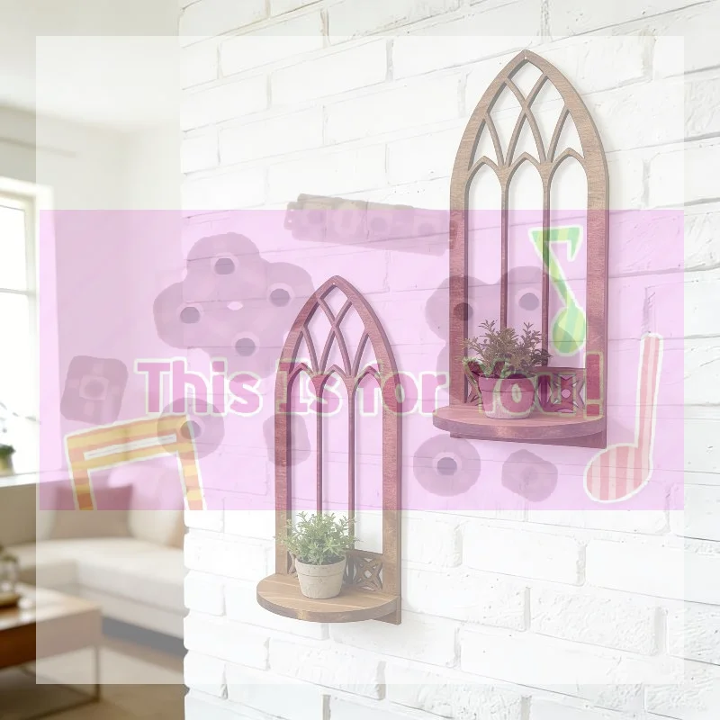 【MA】Hanging Floating Wall Mounted Wooden Shelf Hollow Out Leaf Shape Wall Storage Rack Rustic Style Geometric Wall Decor