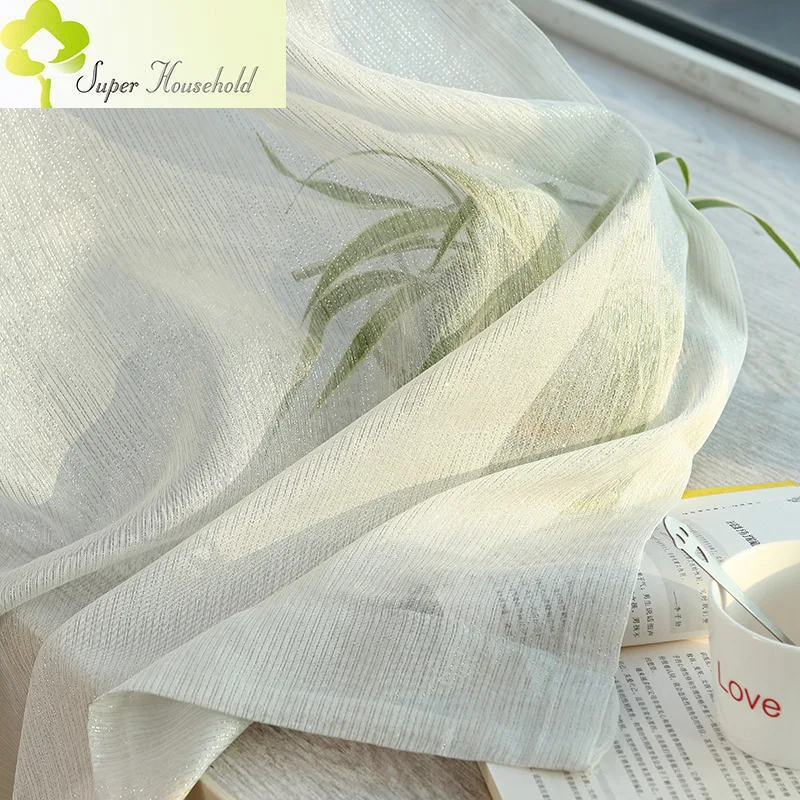 White Shiny Silver Tulle Curtains for Living Room Bedroom Window Screen Fabric Simple Modern Sheer Kitchen Roman Blinds Custom