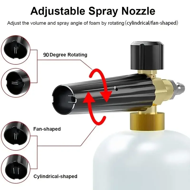 Foam Cannon Kit with 1L Bottle, 5 High Pressure Nozzles & 1/4