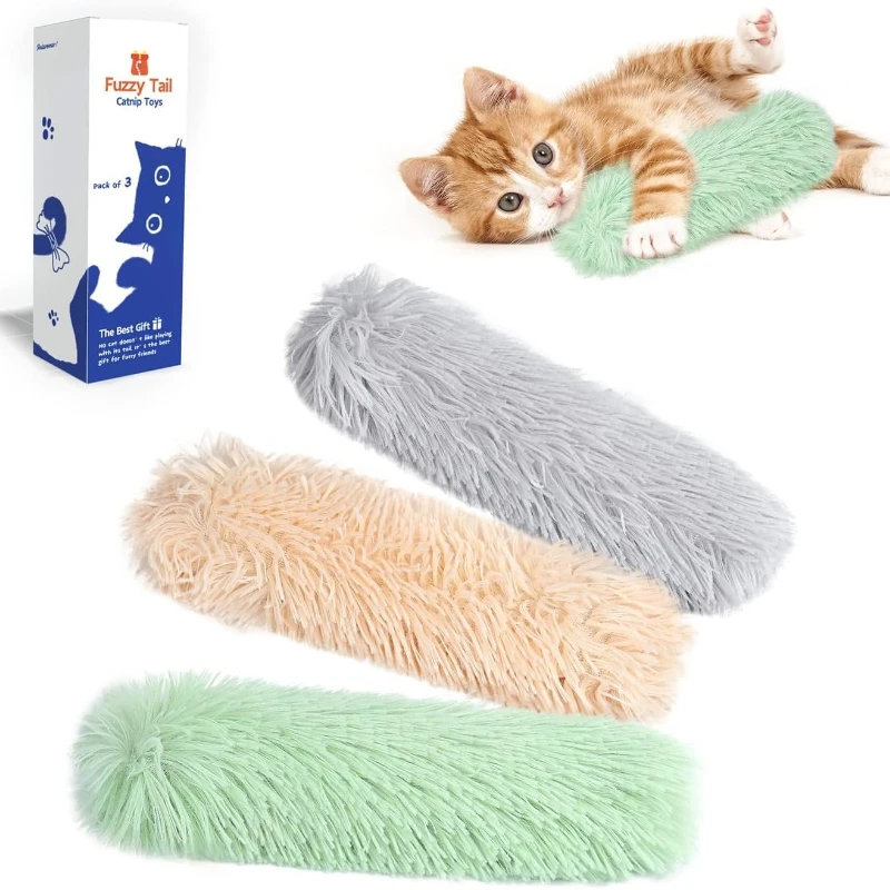 Cat Toys Pillows, Soft and Durable Crinkle Sound with Catnip Inside, Interactive Indoor Kitten Kicker, Promotes Kitty Exercise