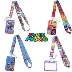 Super Mario Bros Card Holder Anime Keychains Neck Lanyard for Pass Card Game Credit Cover Children Long Rope Card Case Gifts